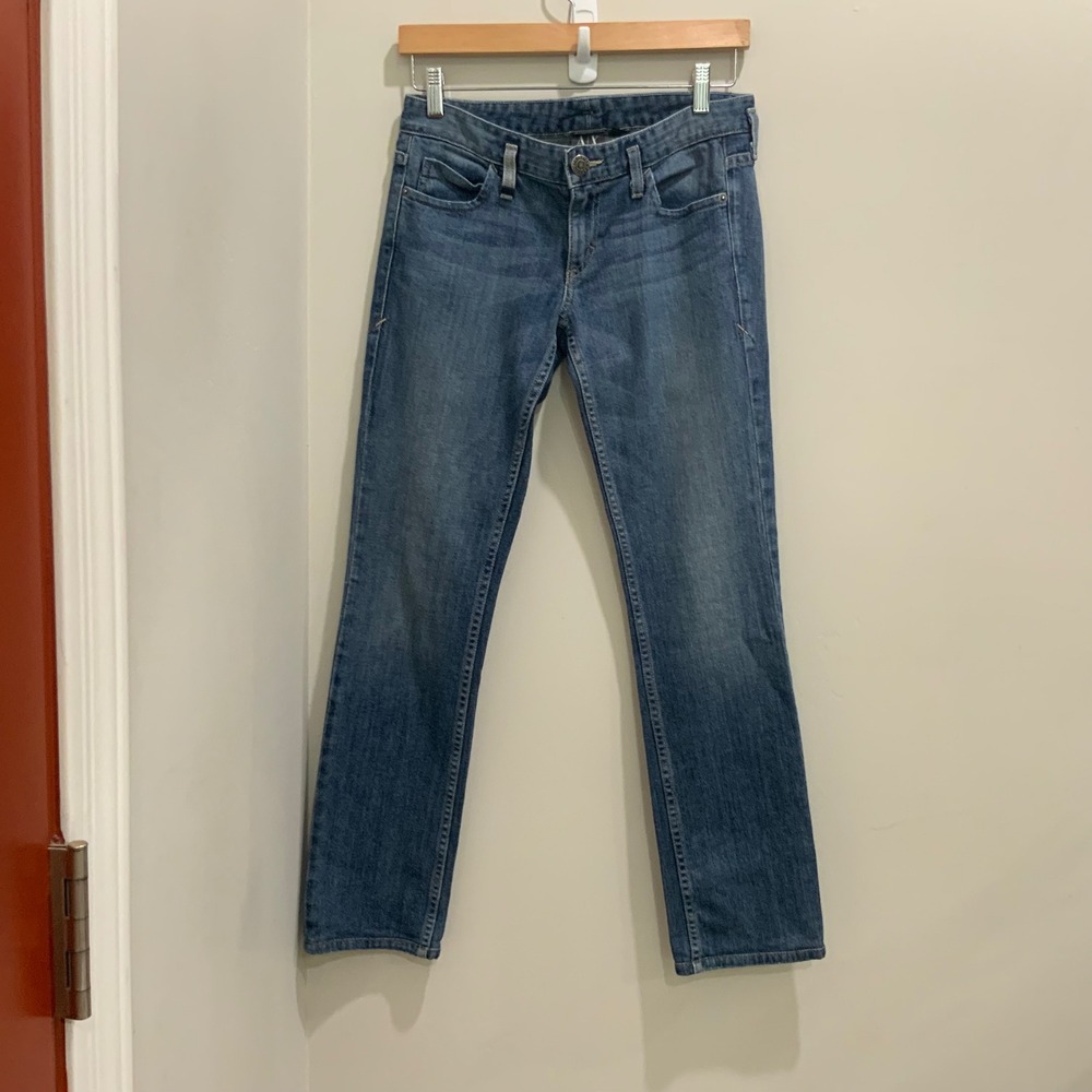 Armani Exchange Vintage Jean Medium Wash Straight Leg Low Rise Blue Denim Size 4